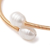 Natural Labradorite & Pearl Cuff Bangle BJEW-JB10119-03-4