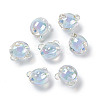 UV Plating Rainbow Iridescent Acrylic Beads OACR-H015-11-4