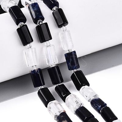 Natural Obsidian & Sodalite & Quartz Crystal Beads Strands G-Q614-01A-07-1