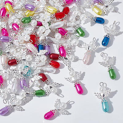 60Pcs Imitation Pearl Acrylic Pendants PALLOY-WR00014-1