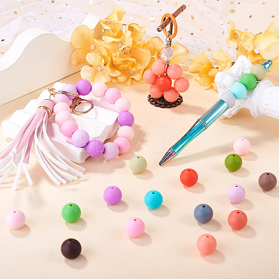 40Pcs 4 Colors Round Silicone Focal Beads SIL-TAD0001-02B-1