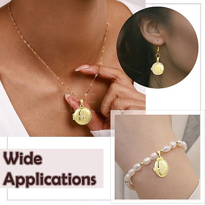 7Pcs 7 Styles Brass Micro Pave Clear Cubic Zirconia Locket Pendants KK-CJ0005-71-1