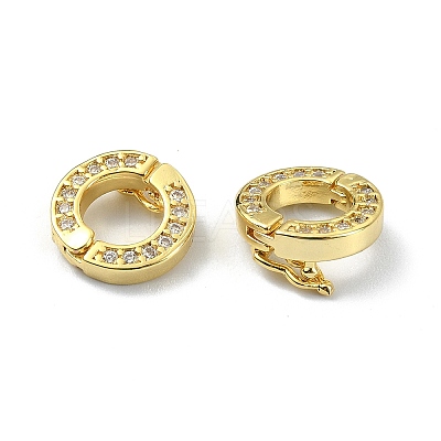 Brass Crystal Rhinestone Twister Clasps KK-P232-03A-G-1