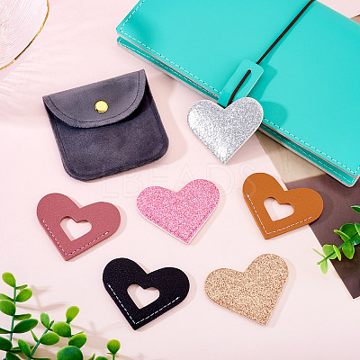 6Pcs 6 Styles PU Leather Bookmarks AJEW-TA0002-03-1