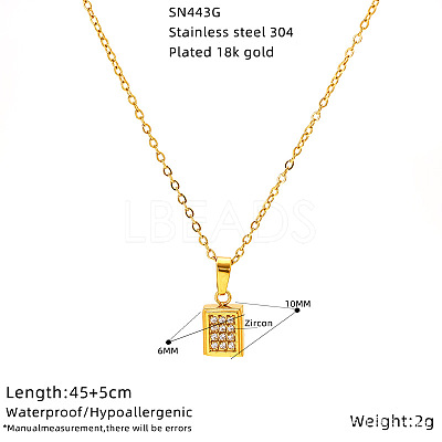 304 Stainless Steel Crystal Rhinestone Pendant Necklaces for Women WG594E0-01-1