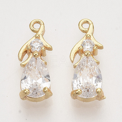 Brass Cubic Zirconia Charms KK-T050-05G-NF-1