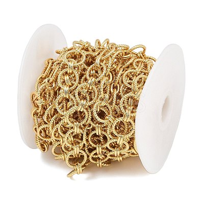 Brass Textured Ring Link Chains CHC-L054-15G-1
