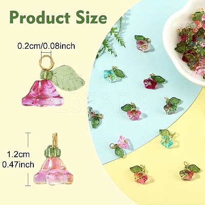 50Pcs 5 Colors Transparent Acrylic & Glass Pendants PALLOY-YW00071-1