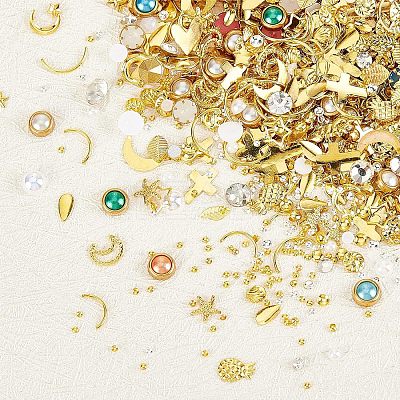 5 sets Alloy & Brass & Plastic & Glass Cabochons Set MRMJ-OC0003-02-1