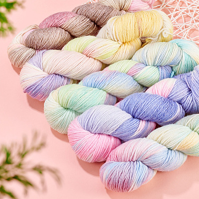 1 Skein 80% Wool 20% Acrylic Fiber Rainbow Segment Dyed Yarn OCOR-TA0003-02B-1