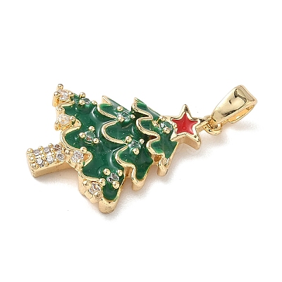 Christmas Brass Micro Pave Cubic Zirconia Pendants KK-K305-07A-02-1