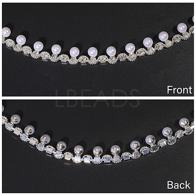 1 Yard Brass Crystal Rhinestone Cup Chain with Imitation Pearl OCOR-GL0001-08A-1