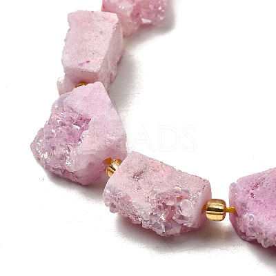 Electroplated Natural Druzy Agate Beads Strands G-R012-A02-05-1