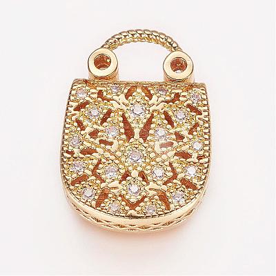 Brass Micro Pave Cubic Zirconia Pendants ZIRC-P049-18G-1