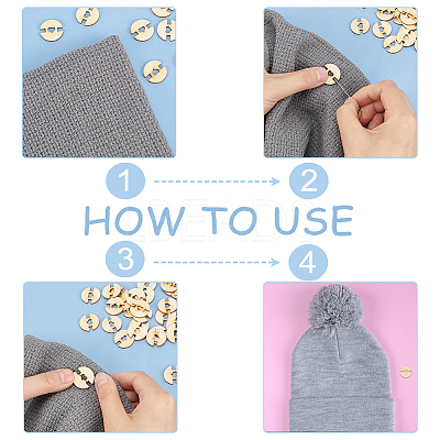 60Pcs Removable Wooden Pom Poms Buttons TOOL-AN0001-01-1