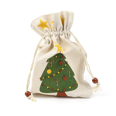 Christmas Theme Cotton Fabric Cloth Bag ABAG-H104-A01-1