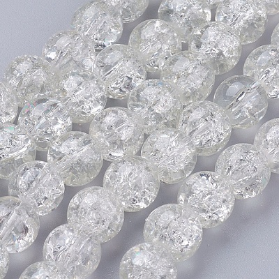 Spray Painted Crackle Glass Beads Strands CCG-Q001-10mm-01-1