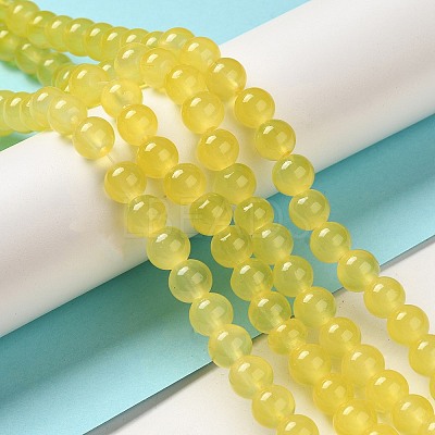 Baking Paint Imitation Jade Glass Round Bead Strands DGLA-Q021-8mm-24-1