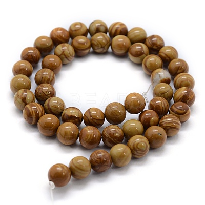 Natural Wood Lace Stone Wooden Jasper Beads Strands X-G-G763-05-4mm-1