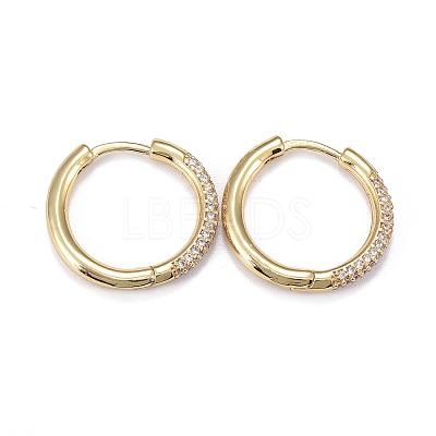 Brass Micro Pave Cubic Zirconia Huggie Hoop Earrings for Women EJEW-K083-36G-C-1