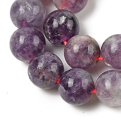 Natural Lepidolite/Purple Mica Stone Beads Strands G-B133-A01-12MM-1