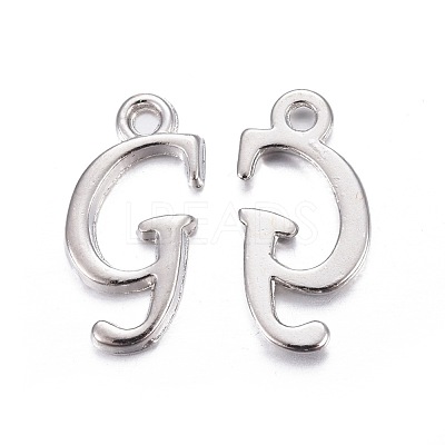 Platinum Plated Alloy Letter Pendants X-PALLOY-J718-01P-G-1