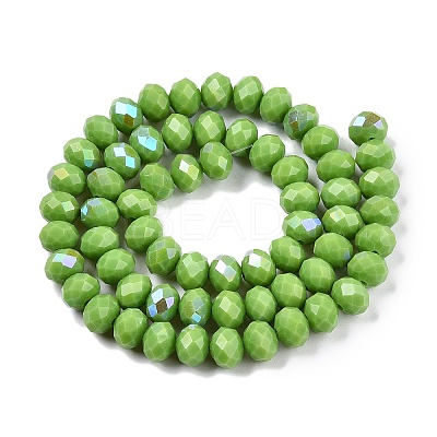 Electroplate Opaque Solid Color Glass Beads Strands EGLA-A044-P8mm-L30-1