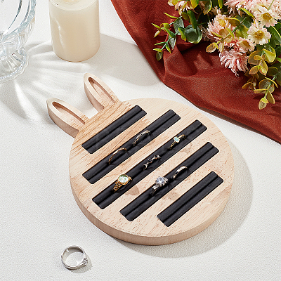 Rabbit Bamboo Ring Displays ODIS-WH0026-12-1