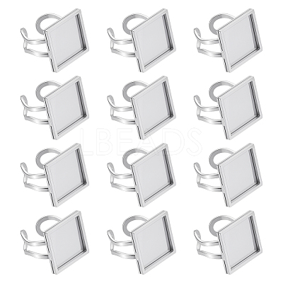 12Pcs 201 Stainless Steel Cuff Pad Ring Settings STAS-BC0004-09A-1