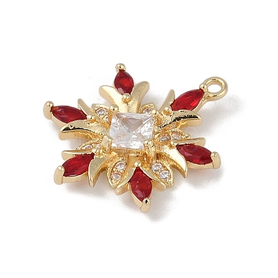 Christmas Theme Brass Micro Pave Cubic Zirconia Pendants X-KK-Z065-01-01G-1