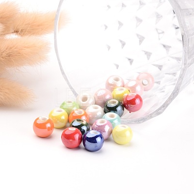 Glazed Porcelain Beads PORC-D001-16mm-M-1