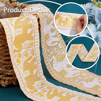  4.7~5 Yards Elephant/Cross/Rhombus Ethnic Style Polyester Jacquard Wide Ribbon OCOR-PH0004-33-1