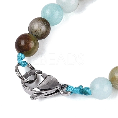 Natural Flower Amazonite Round & Cone Beaded Necklaces NJEW-N064-03J-1