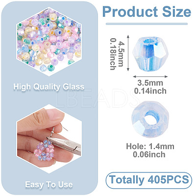 405Pcs Eletroplated Transparent Glass Beads GLAA-TA0003-66C-1