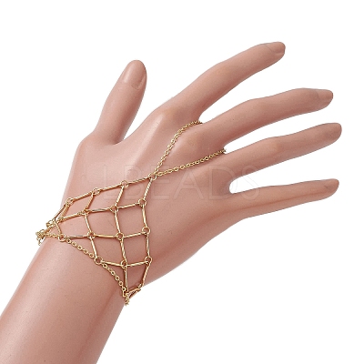 Brass Cable Chains Ring Bracelets for Women BJEW-JB11484-01-1