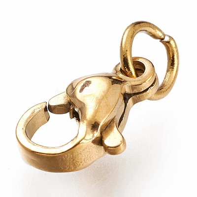 Ion Plating(IP) 304 Stainless Steel Lobster Claw Clasps X-STAS-G240-01B-G-1