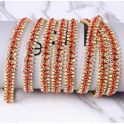 Brass Rhinestone Strass Chains CHC-WH0001-05G-1