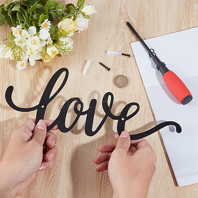 Iron Art Word Love Wall Ornaments HJEW-WH20004-18EB-1