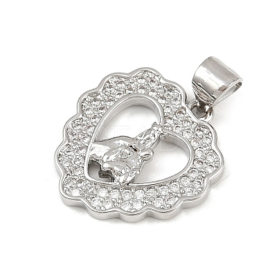 Brass Micro Pave Cubic Zirconia Pendants KK-P323-11A-P01-1