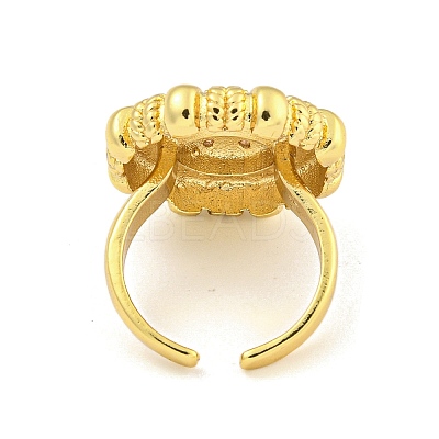 Rack Plated Brass Micro Pave Cubic Zirconia Flower Open Cuff Rings for Women RJEW-Z042-02G-02-1