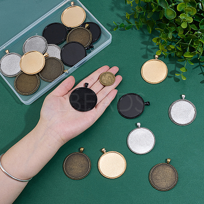 20Pcs 4 Colors Alloy Pendant Cabochon Settings FIND-PH0029-11-1