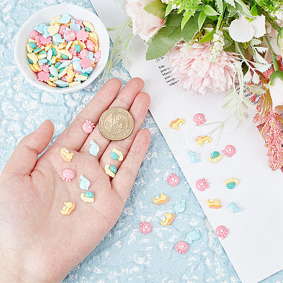 120Pcs 4 Style Luminous Resin Cabochons MRMJ-OC0003-74-1