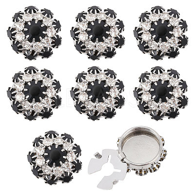 8Pcs Brass Rhinestone Cufflinks BUTT-GL0001-07B-1