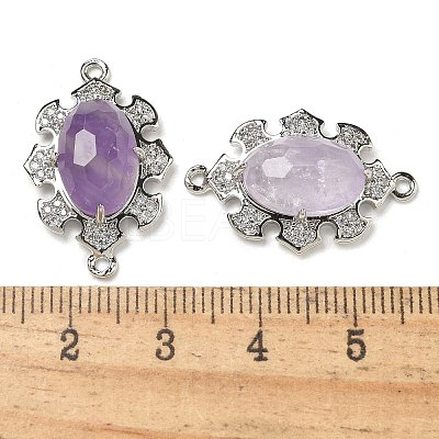 Natural Amethyst Faceted Oval Connector Charms G-G181-06P-04-1