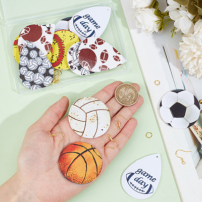 Sport Ball Theme Leather Dangle Earring DIY Making Kit DIY-SC0024-91-1-1