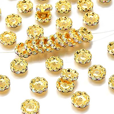 Brass Grade A Rhinestone Spacer Beads RSB160NF-02G-1