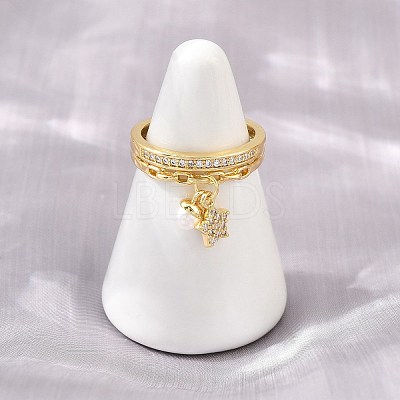 Brass Micro Pave Cubic Zirconia Finger Rings for Women CU-CBA0A21-03G-1