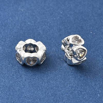 Brass Micro Pave Clear Cubic Zirconia Rondelle European Beads LS-KK-R216-20S-1
