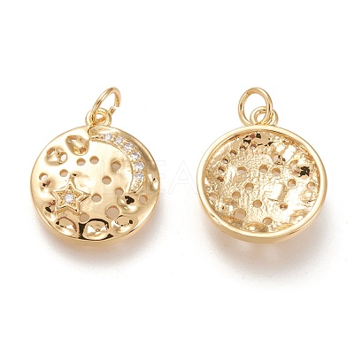 Brass Micro Pave Clear Cubic Zirconia Charms KK-F820-25G-1