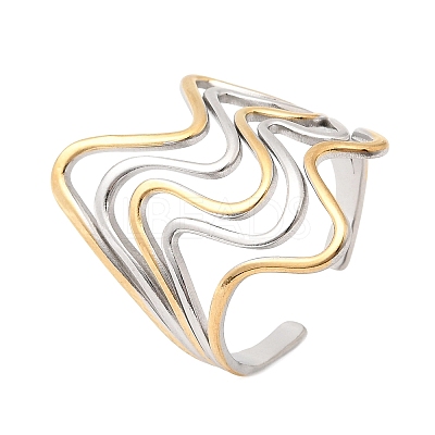 304 Stainless Steel Cuff Open Rings for Women SA-CBA82C8-19GP-1